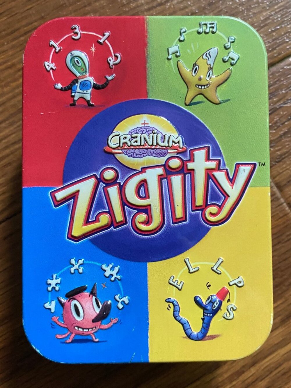 Vintage 2004 Cranium Zigity Card Game Collectible Travel Metal Tin Complete